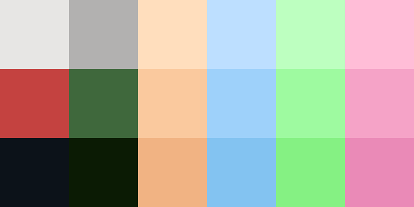 The color palette of the website's texts, backgrounds, and buttons.